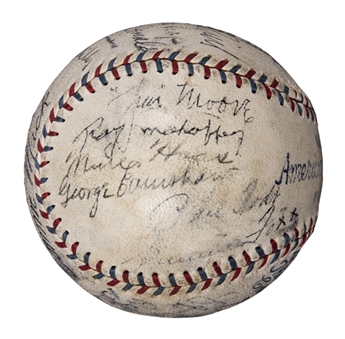 1931 American League Champion Philadelphia Athletics Team Signed OAL Barnard Baseball With 24 Signatures Including Foxx, Cochrane, Simmons, Grove & Collins (Beckett)